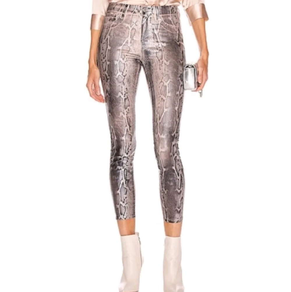 L'AGENCE High Rise Snake Print Jeans - Gray